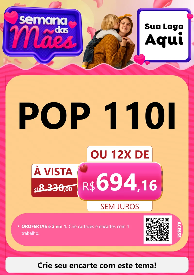 Modelo de Cartaz para Cartaz A4 Vertical com o tema Semana das Mães para Concessionaria de Motos