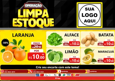 Modelo de Encarte para Encarte A4 Horizontal com o tema Operação Limpa Estoque para Hortifrúti