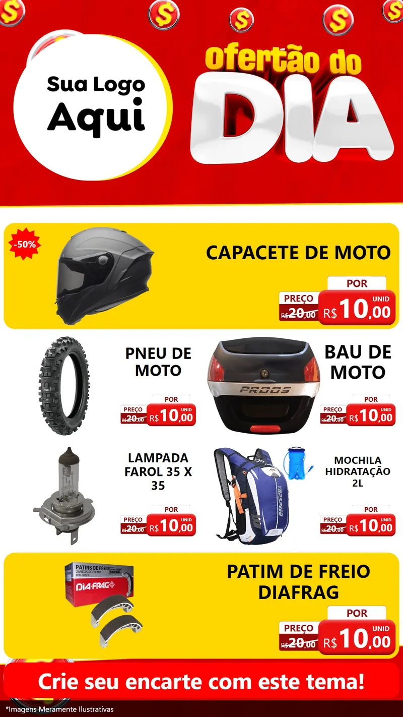 Modelo de TV para TV Vertical com o tema Ofertão do dia para Moto peças
