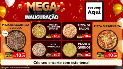 Modelo de TV para TV Horizontal com o tema Mega Inauguração para Pizzaria