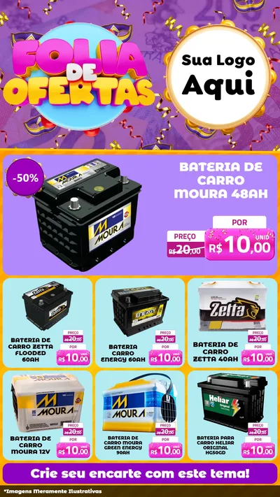 Modelo de Rede Social para Stories com o tema Folia de Ofertas para Baterias Elétricas