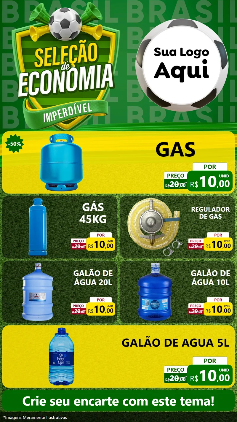 Modelo de TV para TV Vertical com o tema Seleção de Economia - Copa para Água e gás