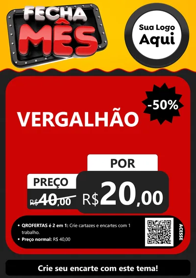 Modelo de Cartaz para Cartaz A4 Vertical com o tema Fecha Mês para Ferragens