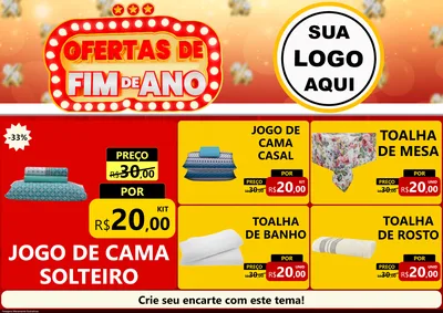 Modelo de Encarte para Encarte A4 Horizontal com o tema Ofertas de Fim de Ano para Cama, Mesa e Banho