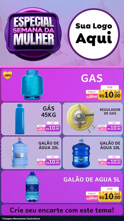 Modelo de TV para TV Vertical com o tema Especial Semana da Mulher para Água e gás