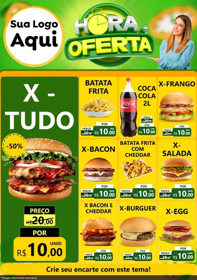 Modelo de Encarte para Encarte A4 Vertical com o tema Hora da Oferta para Hamburgueria
