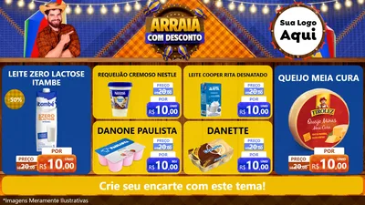 Modelo de TV para TV Horizontal com o tema Arraiá Com Desconto para Frios e Laticínios