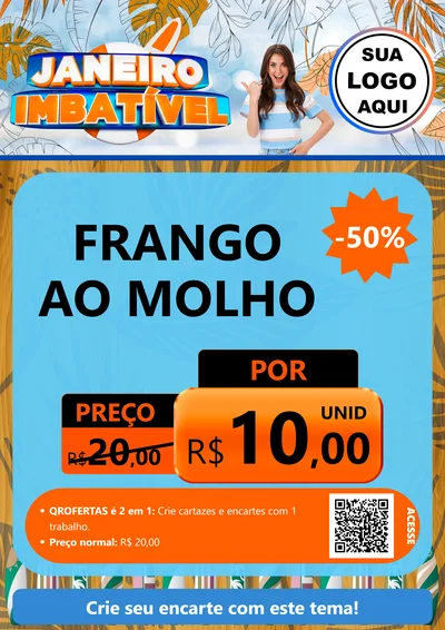 Modelo de Cartaz para Cartaz A4 Vertical com o tema Janeiro Imbatível para Restaurante