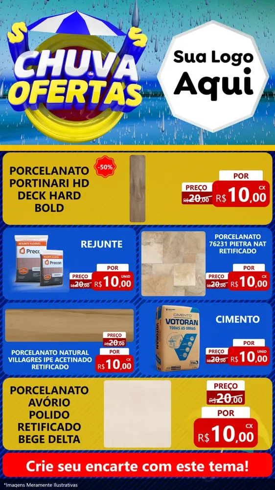Modelo de TV para TV Vertical com o tema Chuva de Ofertas para Pisos e revestimentos