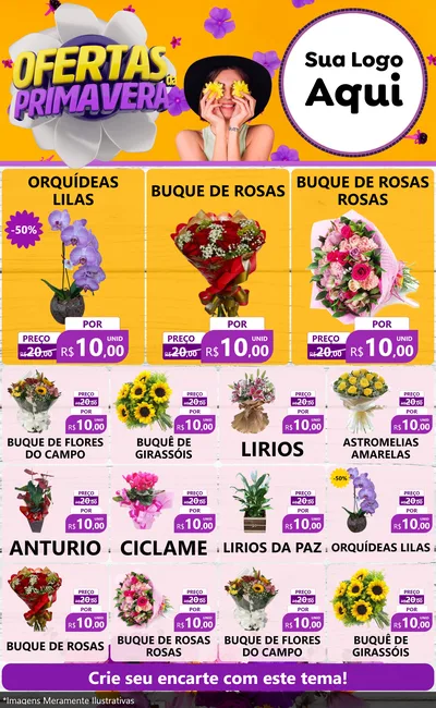 Modelo de Encarte para Encarte Grande com o tema Ofertas Da Primavera para Floricultura e jardim