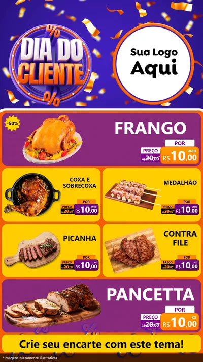 Modelo de TV para TV Vertical com o tema Dia do Cliente para Assados