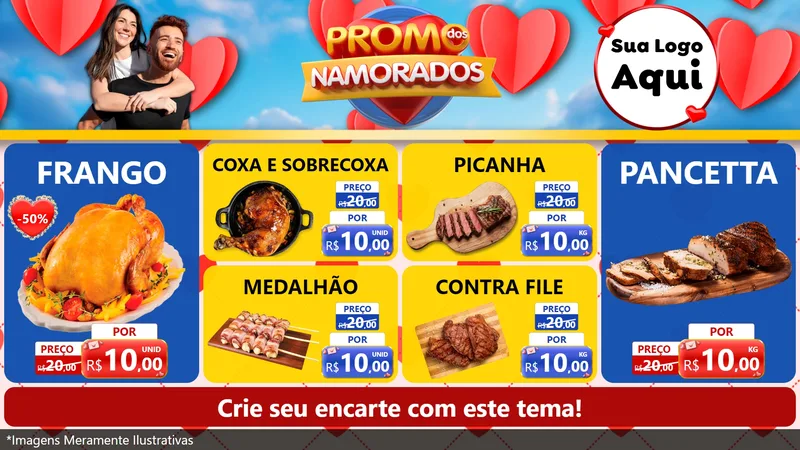 Modelo de TV para TV Horizontal com o tema Promo dos Namorados para Assados