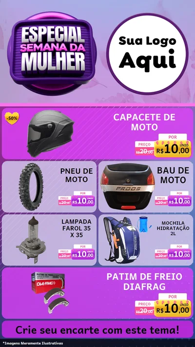 Modelo de TV para TV Vertical com o tema Especial Semana da Mulher para Moto peças