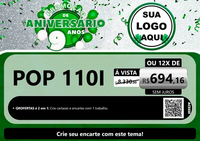 Modelo de Cartaz para Cartaz A4 Horizontal com o tema Promoção de Aniversário - 9 Anos para Concessionaria de Motos