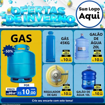 Modelo de Rede Social para Feed Facebook com o tema Ofertas de Inverno para Água e gás