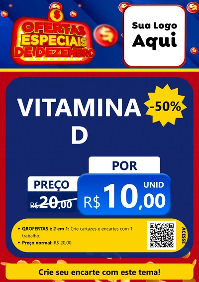 Modelo de Cartaz para Cartaz A4 Vertical com o tema Ofertas Especiais de Dezembro para Farmácia