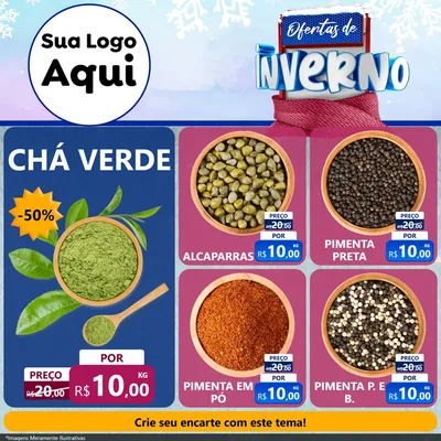 Modelo de Rede Social para Feed Facebook com o tema Ofertas de Inverno para Produtos Naturais