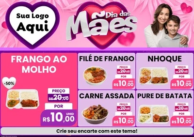 Modelo de Encarte para Encarte A4 Horizontal com o tema Dia das Mães para Restaurante