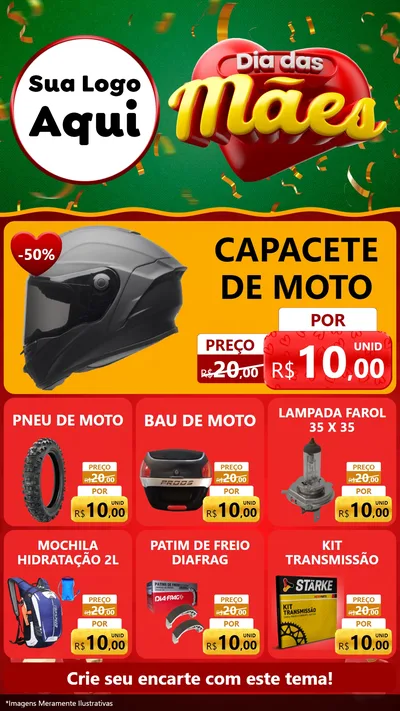 Modelo de Rede Social para Stories com o tema Dia das Mães para Moto peças