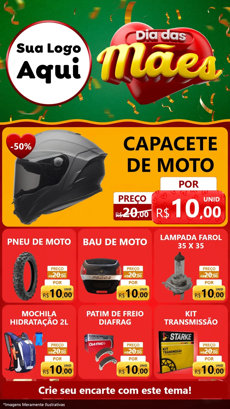 Modelo de Rede Social para Stories com o tema Dia das Mães para Moto peças