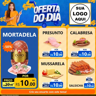Modelo de Rede Social para Feed Facebook com o tema Oferta do Dia para Frios e Laticínios