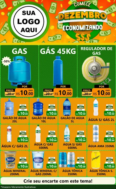 Modelo de Encarte para Encarte Grande com o tema Comece Dezembro Economizando para Água e gás