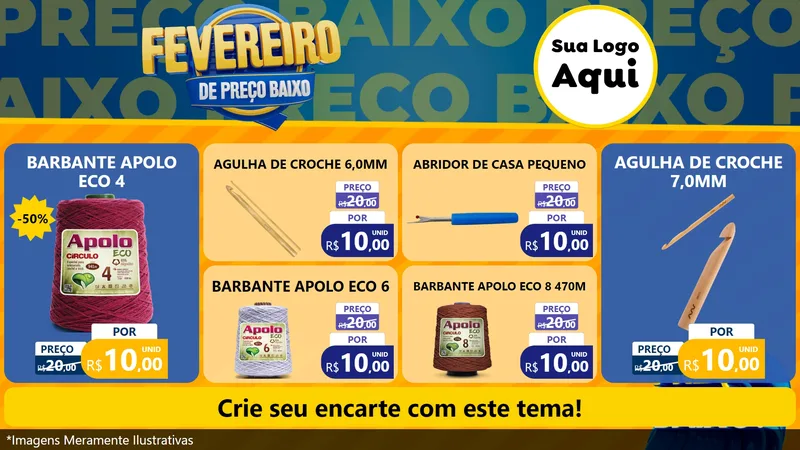 Modelo de TV para TV Horizontal com o tema Fevereiro de Preço Baixo para Armarinho e Aviamentos