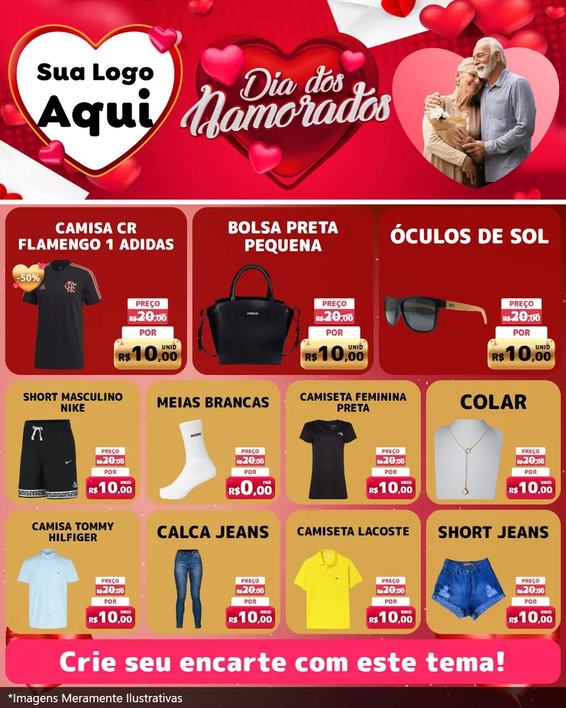 Modelo de Rede Social para Feed Instagram com o tema Dia Dos Namorados para Roupas e acessórios