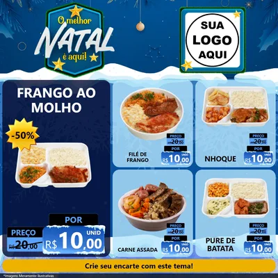 Modelo de Rede Social para Feed Facebook com o tema O Melhor Natal É Aqui! para Restaurante