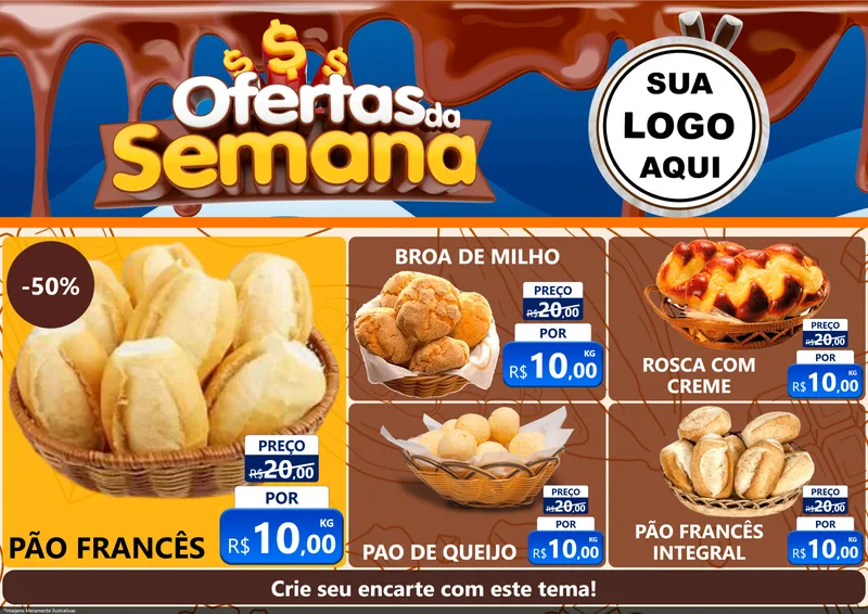 Modelo de Encarte para Encarte A4 Horizontal com o tema Ofertas da Semana - Páscoa para Padaria