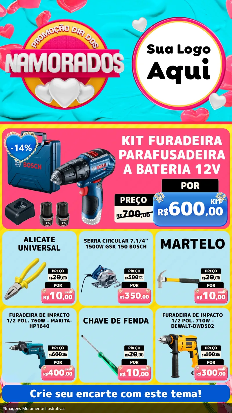 Modelo de Rede Social para Stories com o tema Promoção Dia dos Namorados para Maquinas e Ferramentas