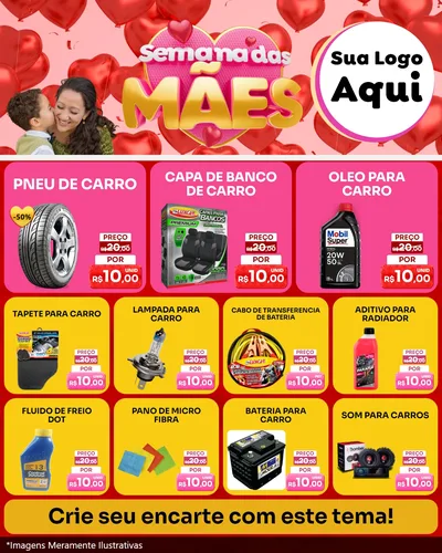 Modelo de Rede Social para Feed Instagram com o tema Semana Das Mães para Auto peças