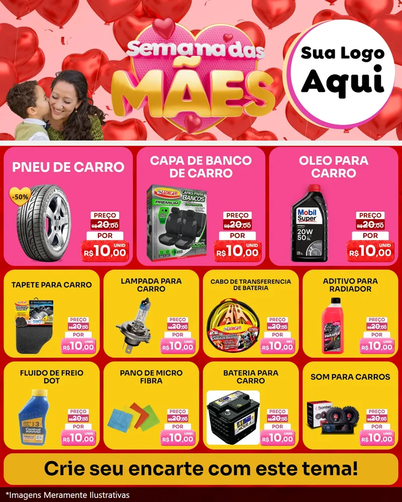 Modelo de Rede Social para Feed Instagram com o tema Semana Das Mães para Auto peças