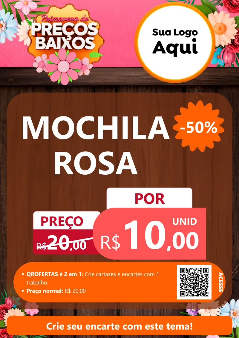 Modelo de Cartaz para Cartaz A4 Vertical com o tema Primavera de Preços Baixos para Papelaria