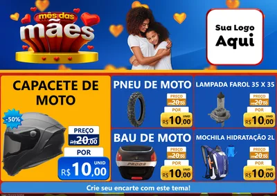 Modelo de Encarte para Encarte A4 Horizontal com o tema Mês das Mães para Moto peças