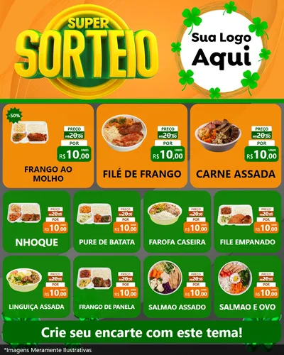 Modelo de Rede Social para Feed Instagram com o tema Super Sorteio para Restaurante