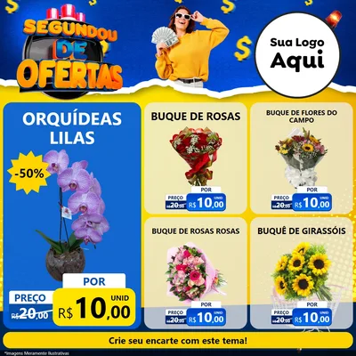 Modelo de Rede Social para Feed Facebook com o tema Segundou de Ofertas para Floricultura e jardim