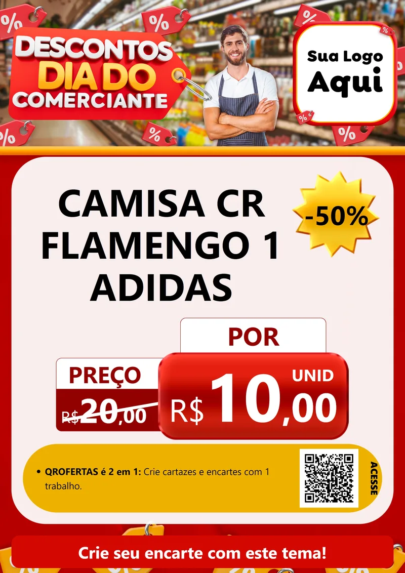 Modelo de Cartaz para Cartaz A4 Vertical com o tema Descontos Dia do Comerciante para Roupas e acessórios
