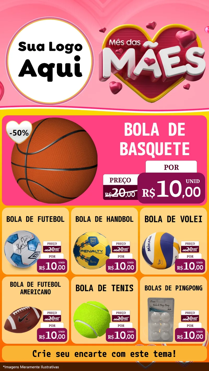 Modelo de Rede Social para Stories com o tema Mês das Mães para Artigos Esportivos