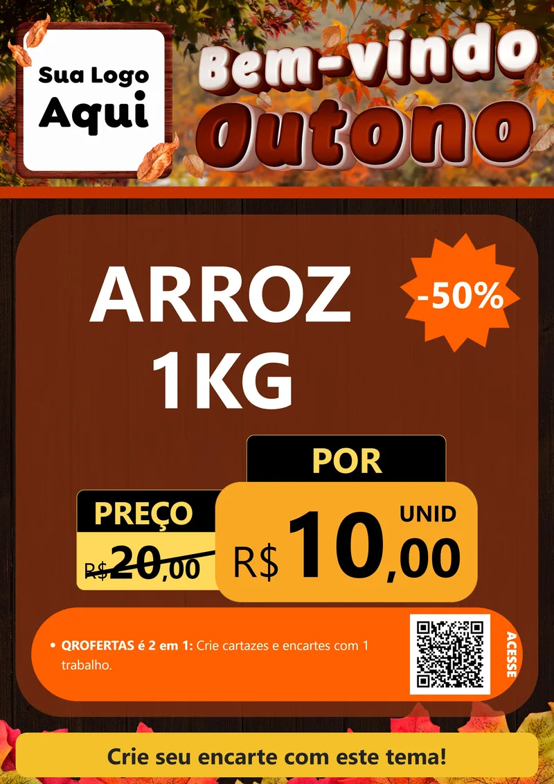 Modelo de Cartaz para Cartaz A4 Vertical com o tema Bem-vindo Outono para Supermercado