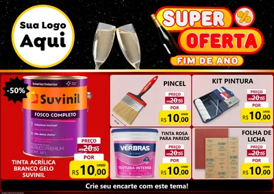Modelo de Encarte para Encarte A4 Horizontal com o tema Super Oferta Fim de Ano para Tintas e Ferramentas