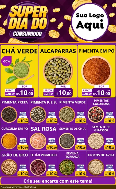 Modelo de Encarte para Encarte Grande com o tema Super Dia do Consumidor para Produtos Naturais