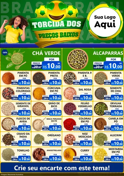 Modelo de Encarte para Encarte A4 Vertical com o tema Torcida dos Preços Baixos - Copa para Produtos Naturais