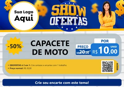 Modelo de Cartaz para Cartaz A4 Horizontal com o tema Show de Ofertas para Moto peças