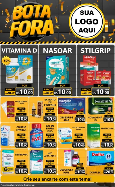 Modelo de Encarte para Encarte Grande com o tema Bota Fora para Farmácia