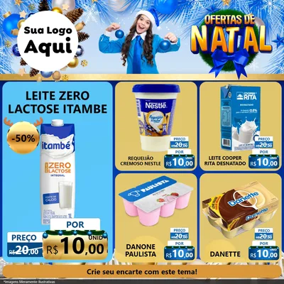 Modelo de Rede Social para Feed Facebook com o tema Ofertas de Natal para Frios e Laticínios