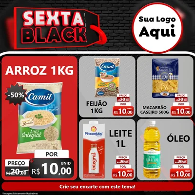 Modelo de Rede Social para Feed Facebook com o tema Sexta Black para Supermercado