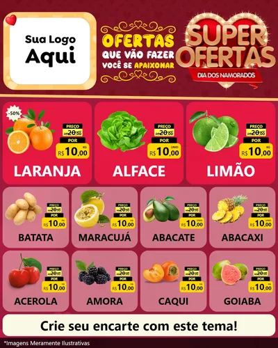 Modelo de Rede Social para Feed Instagram com o tema Dia dos Namorados para Hortifrúti