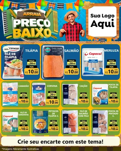 Modelo de Rede Social para Feed Instagram com o tema Arraiá de Preço Baixo - Junina para Peixaria