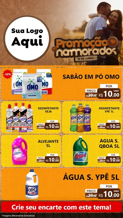 Modelo de TV para TV Vertical com o tema Promoção Namorados para Produtos de Limpeza